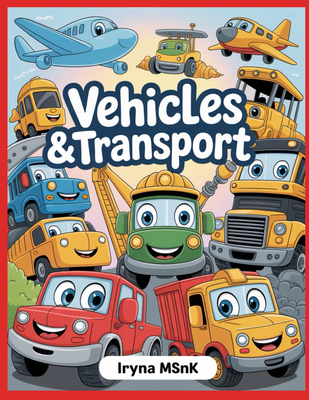 Vehicles & Transport — Coloring Book for Kids Ages 4-6: Cute Cartoon Vehicles and Machinery with Bold Outlines for Easy Coloring