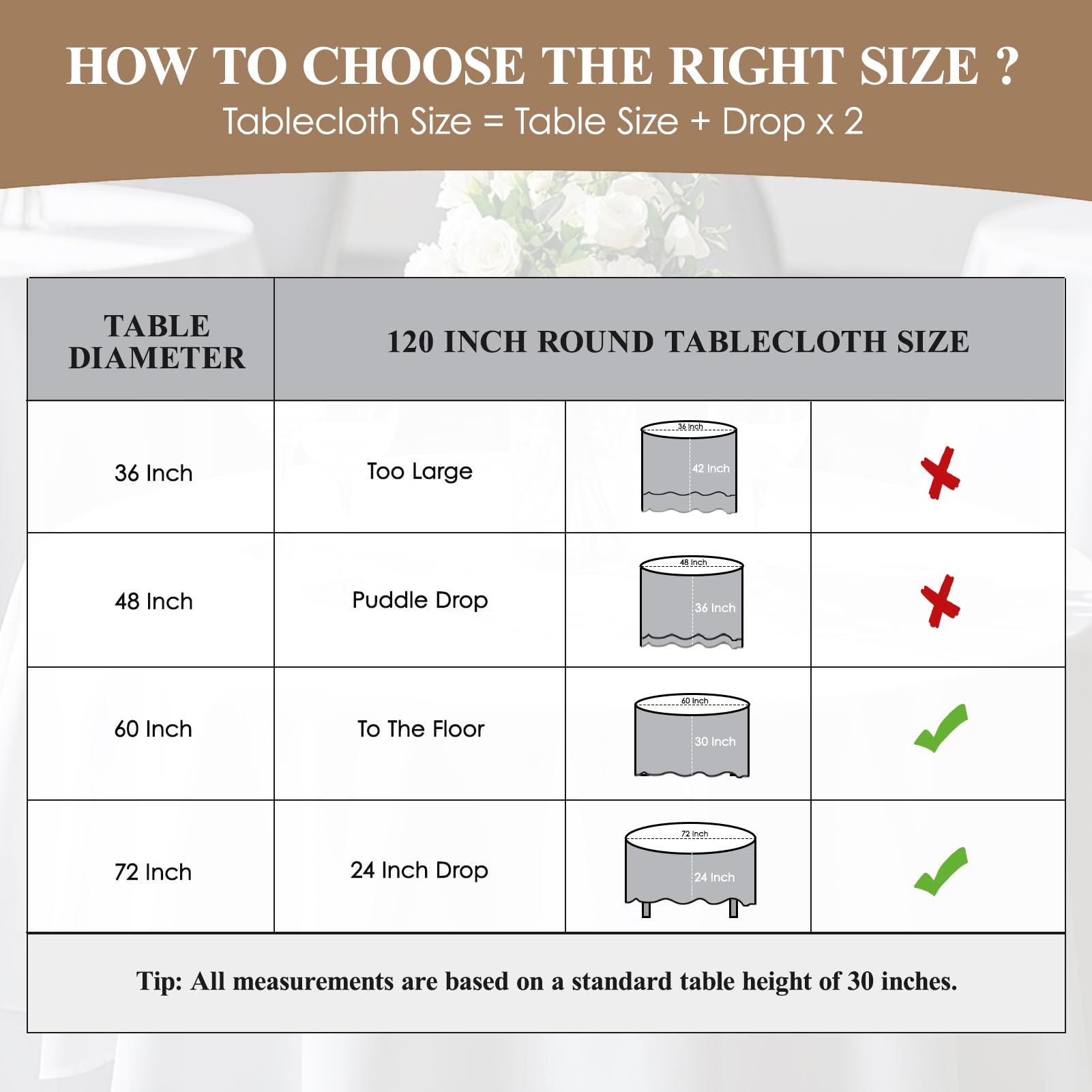 Ivory Round Tablecloths - 10 Pack (120 Inch) -6