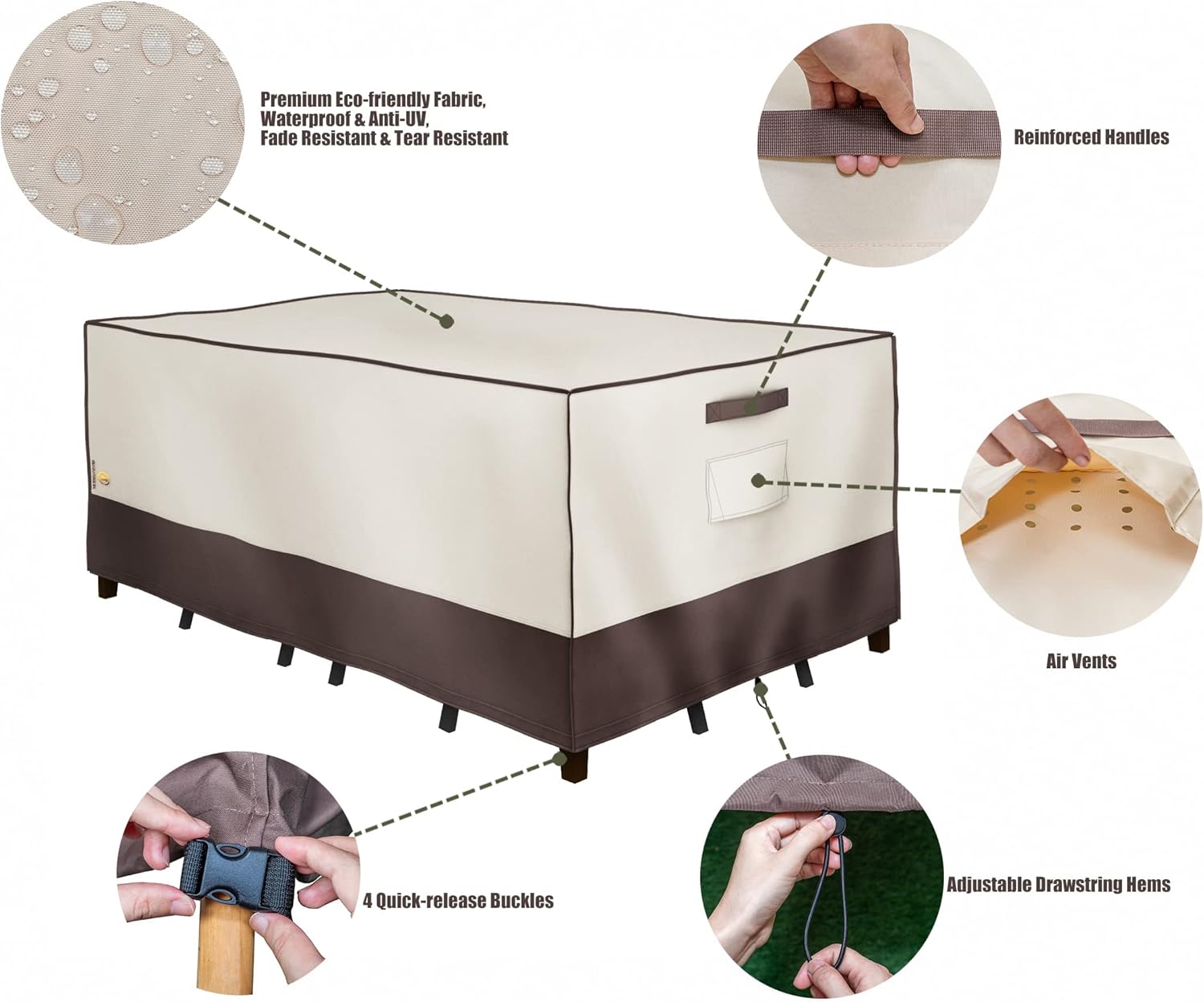 F&J Outdoors Patio Furniture Cover Waterproof 7 Piece Outdoor Sectional Cover 90x60x27.5 inch Eco-Friendly Fabric UV Resistant Cover : Patio, Lawn & Garden