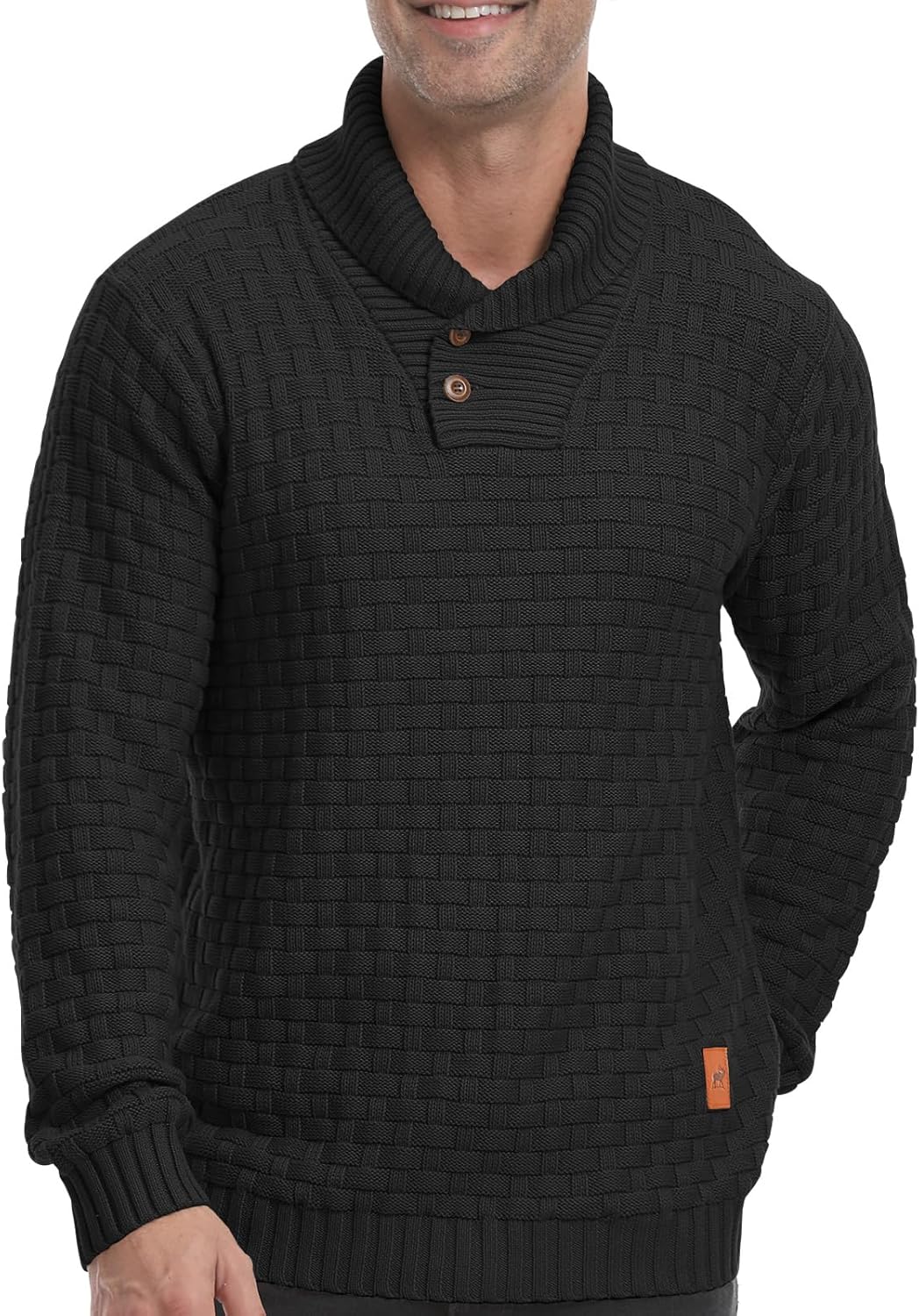 Mens Thermal Pullover Sweaters Long Sleeves Slim Fit Pure Cotton Sweaters Stand Collar Knitted Buttons Winter - Image 2