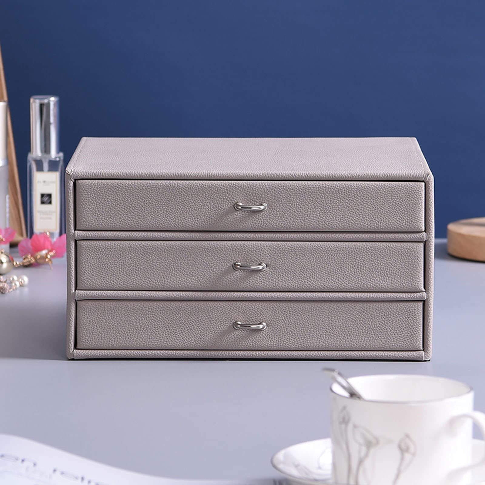 Joyero Joyero para Mujer con 3 cajones, Estuche Organizador de Joyas para Guardar aretes, brazaletes, Pulseras, Collares y Anillos Estuche Organizador de Joyas