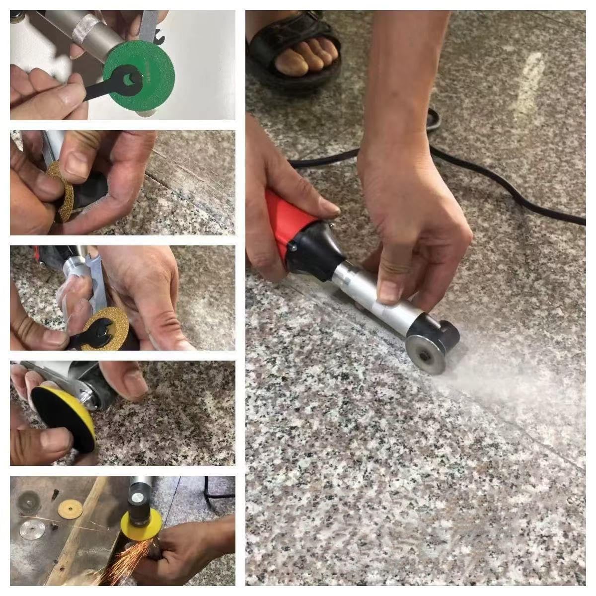 Abridor y limpiador eléctrico de juntas de pisos de baldosas de 350 W, ajustable en 6 velocidades, 15000 RPM, ángulo eficiente de 90°, for pulir, fresar y eliminar óxido