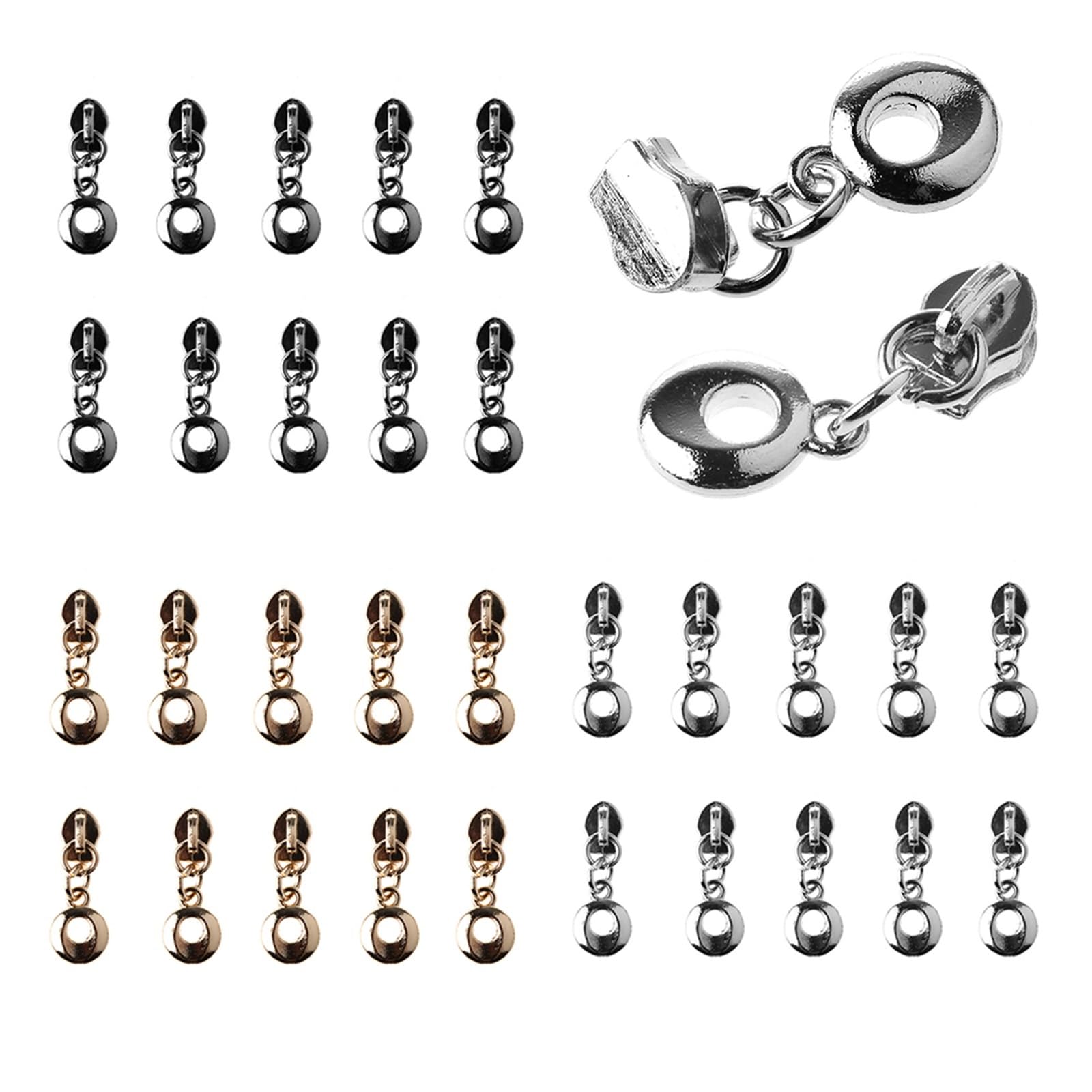 Tiradores de cremallera, 10 piezas 3# Deslizadores de cremallera for cremallera de metal de nailon Cabezal tirador plateado Cabezal deslizador de equipaje(White)