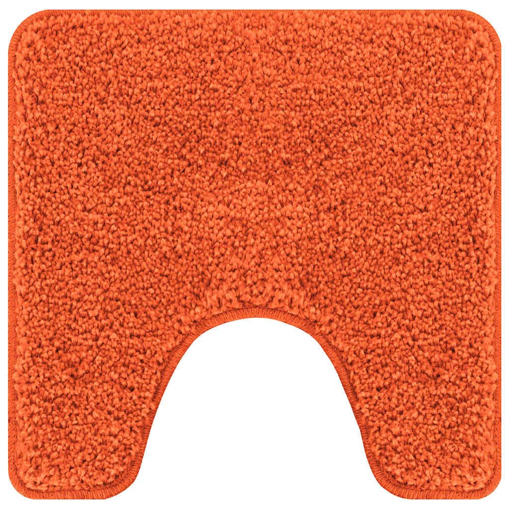 2 TLG. Badematten-Set Orange, rutschfeste Badvorleger mit Toilettenausschnitt 50x50cm und Badteppich 60x90cm aus weichem Polypropylen
