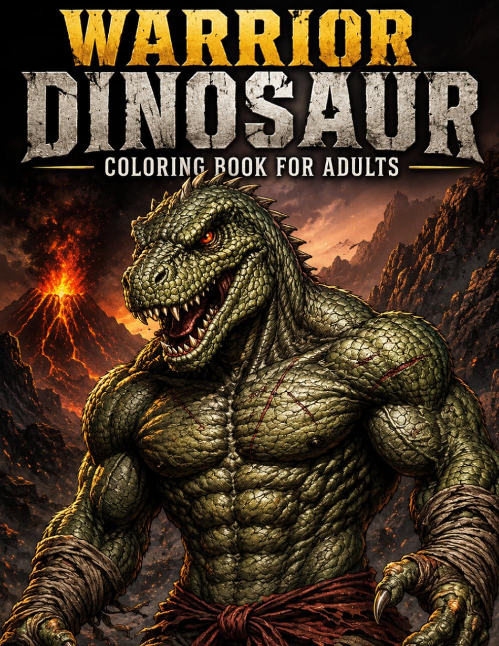 Warrior Dinosaur Coloring Book for Adults – Bold Prehistoric Creatures, Detailed Fantasy Dinosaur Designs for Stress Relief and Relaxation