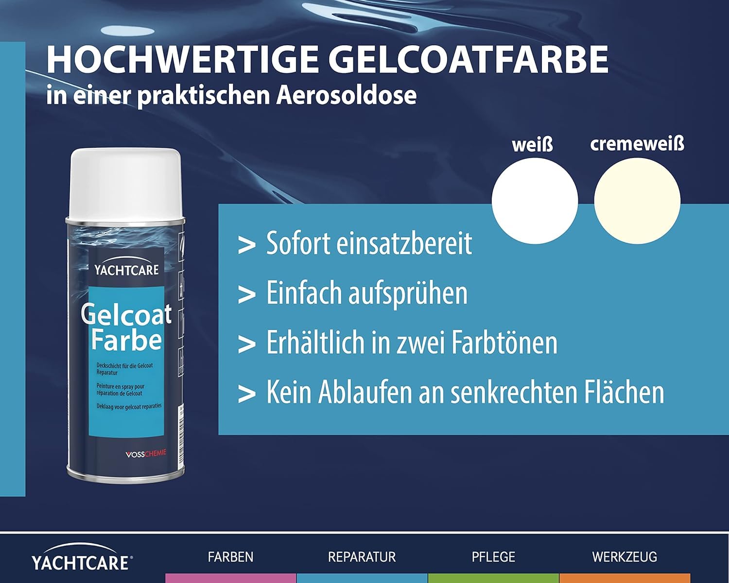 Yachtcare Gelcoat Couleur 400ML RAL 9010 - Blanc Pur - Le scellant de Finition Parfait en aérosol pour Toute réparation GFK et Gelcoat