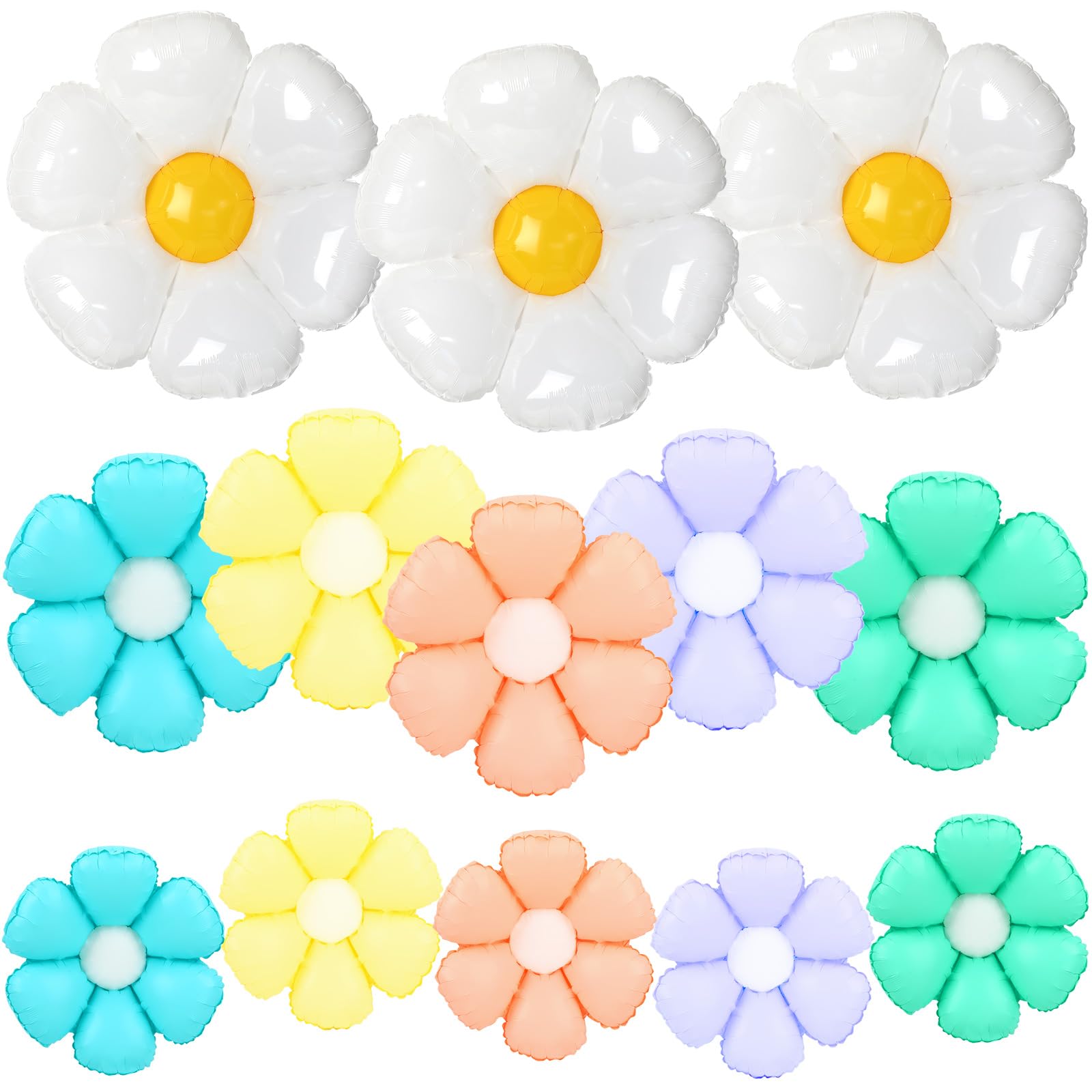NOVWANG Colorful Daisy Balloons, 18pcs Daisy Flower Balloons Party Decorations for Birthday Wedding Baby Shower Party Decorations Supplies（Huge