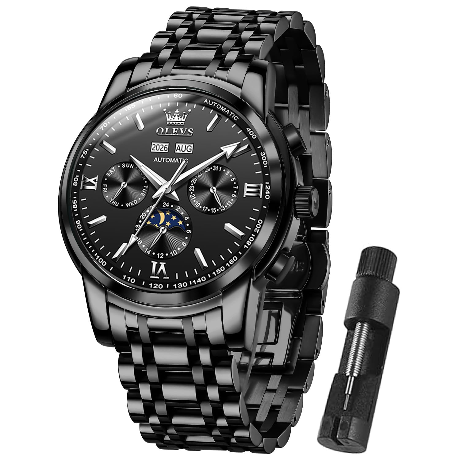 OLEVS Mens Gold Watches Waterproof Stainless Steel Wrist Watches with Date Casual Classic Luxury Dress Nice Analog Watch for Men Gold White Blue Green Dial all black