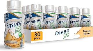 Ensure Plus Juice Nutritional Supplement Drink, Juice Style, Orange Flavour, Contains Protein, Vitamins and Minerals, 220 ml (Pack of 30)