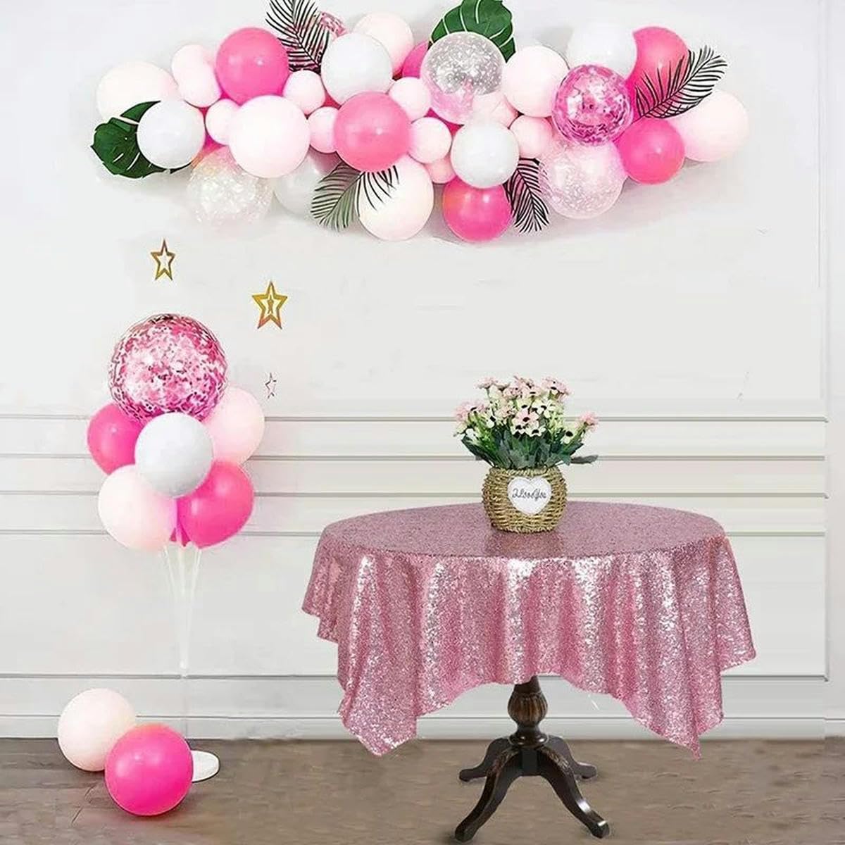 Manteles Rectangulares De Lentejuelas Rosas para Decoraciones De Bodas Halloween Navidad Fiestas De Cumpleaños Cubierta De Mesa con Purpurina-Rosa-130X180cm