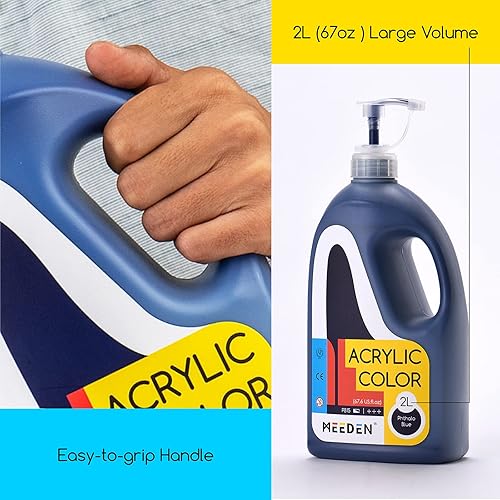 Miniatura 8 de MEEDEN Pintura acrílica azul cerúleo con tapa de bomba, 12 galón (2 litros67.6 onzas), color de pigmento rico no tóxico, perfecta para clases de