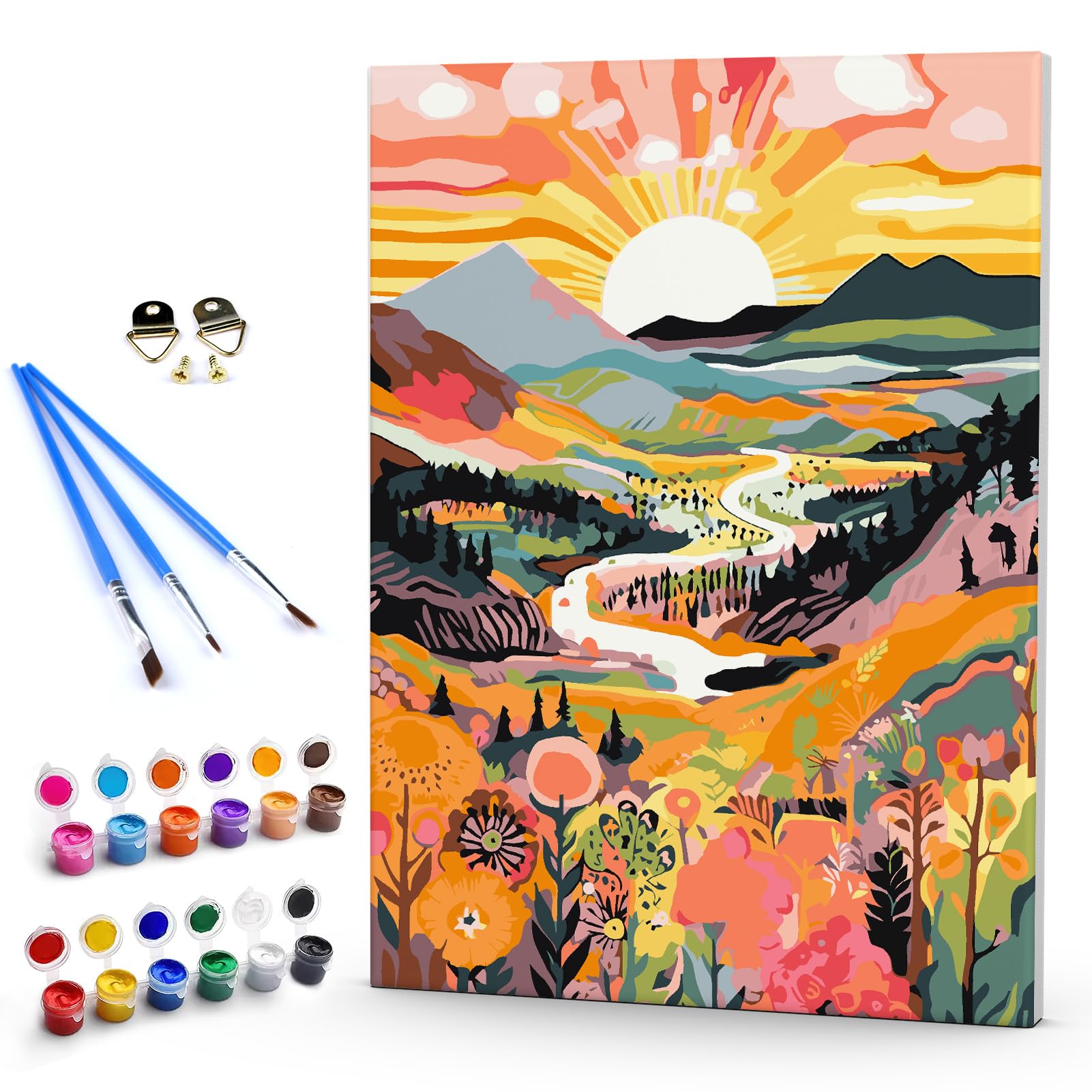 DAERLE Pintar por Numeros Adultos Enmarcado Paisajes, DIY Pintura por Números Series de colores, Kit de Pintura al óleo de Lienzo para con Pinceles, Cuadros por numeros Pigmento Acrílico 30x40cm