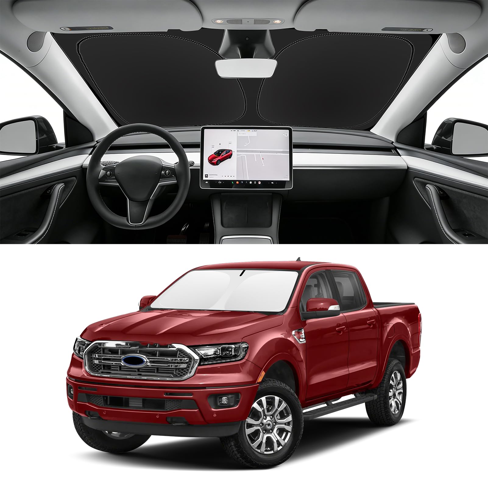Custom Fit Windshield Sun Shade for Ford Ranger 2019-2026