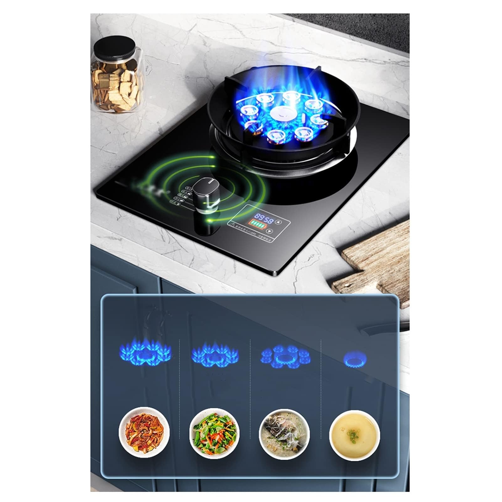 Cuisiniere Gaz - Gaziniere Gaz - Poele A Gaz, Cuisinière À Gaz De Camping 5,2 KW, Cuisinière À Gaz De Bureau Et D'installation Encastrée, Cuisinière De Fête En Plein Air Pour Caravane Livrée (Color :