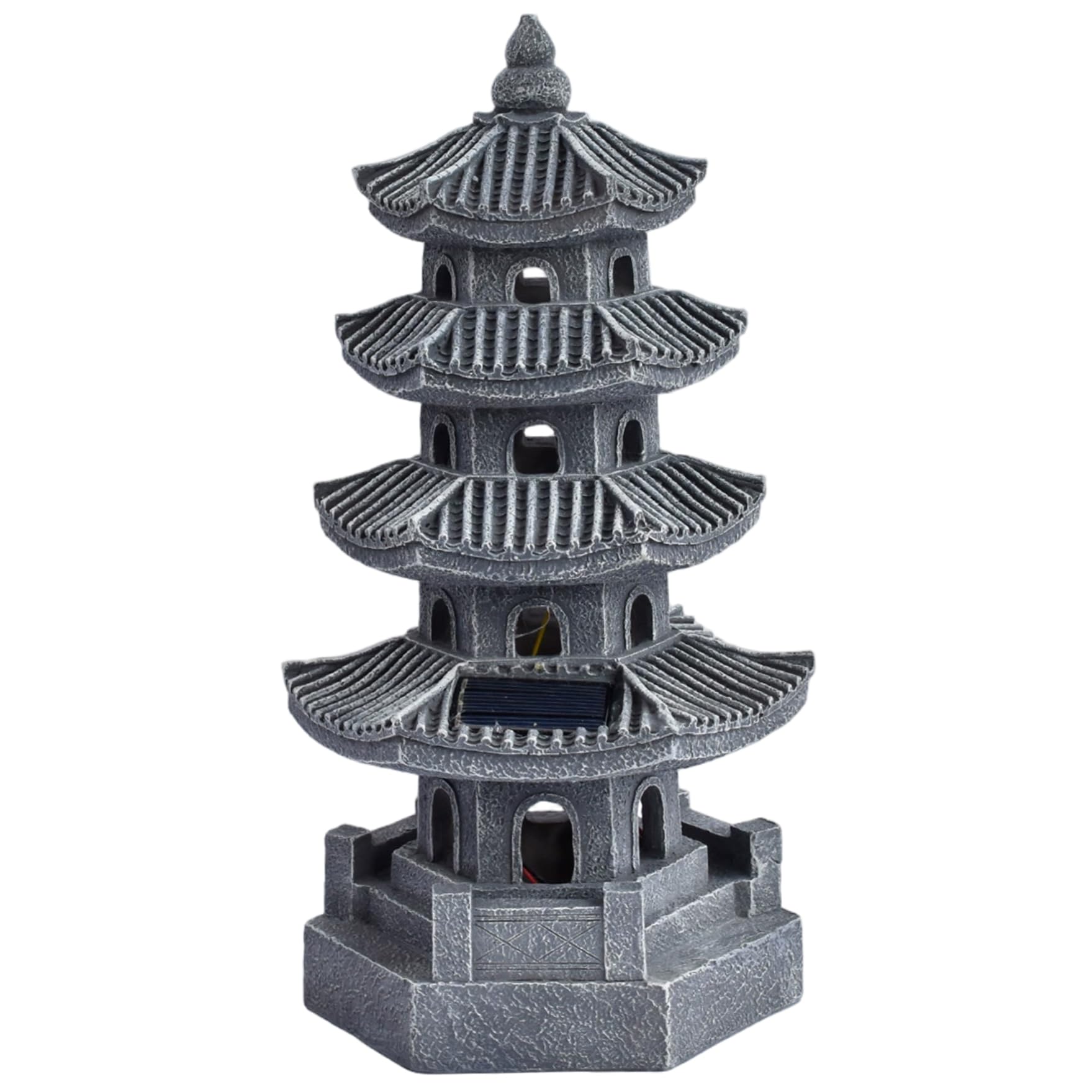 Décoration de jardin japonais, statue de jardin pagode, lanterne pagode à énergie solaire en résine, décoration japonaise zen d'extérieur pour balcon, patio, porche, cour 11, 4 x 4, 7 x , 7 pouces
