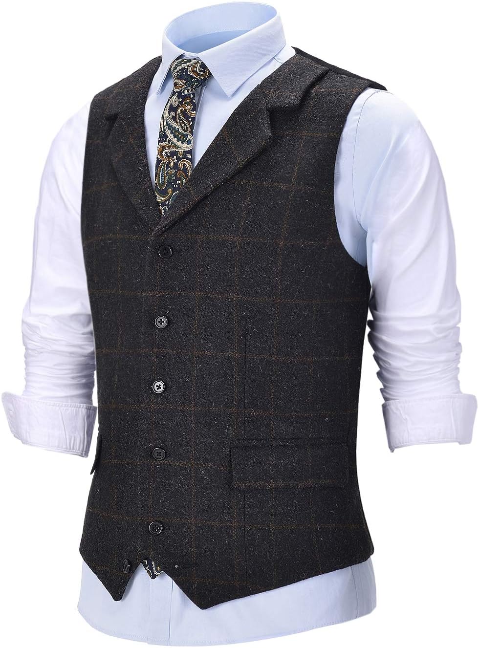 Duohropke Gilet De Costume Homme Cachemire Jacquard - Style Victorien Steampunk Vintage Pour Mariage, Fête Et Affaires