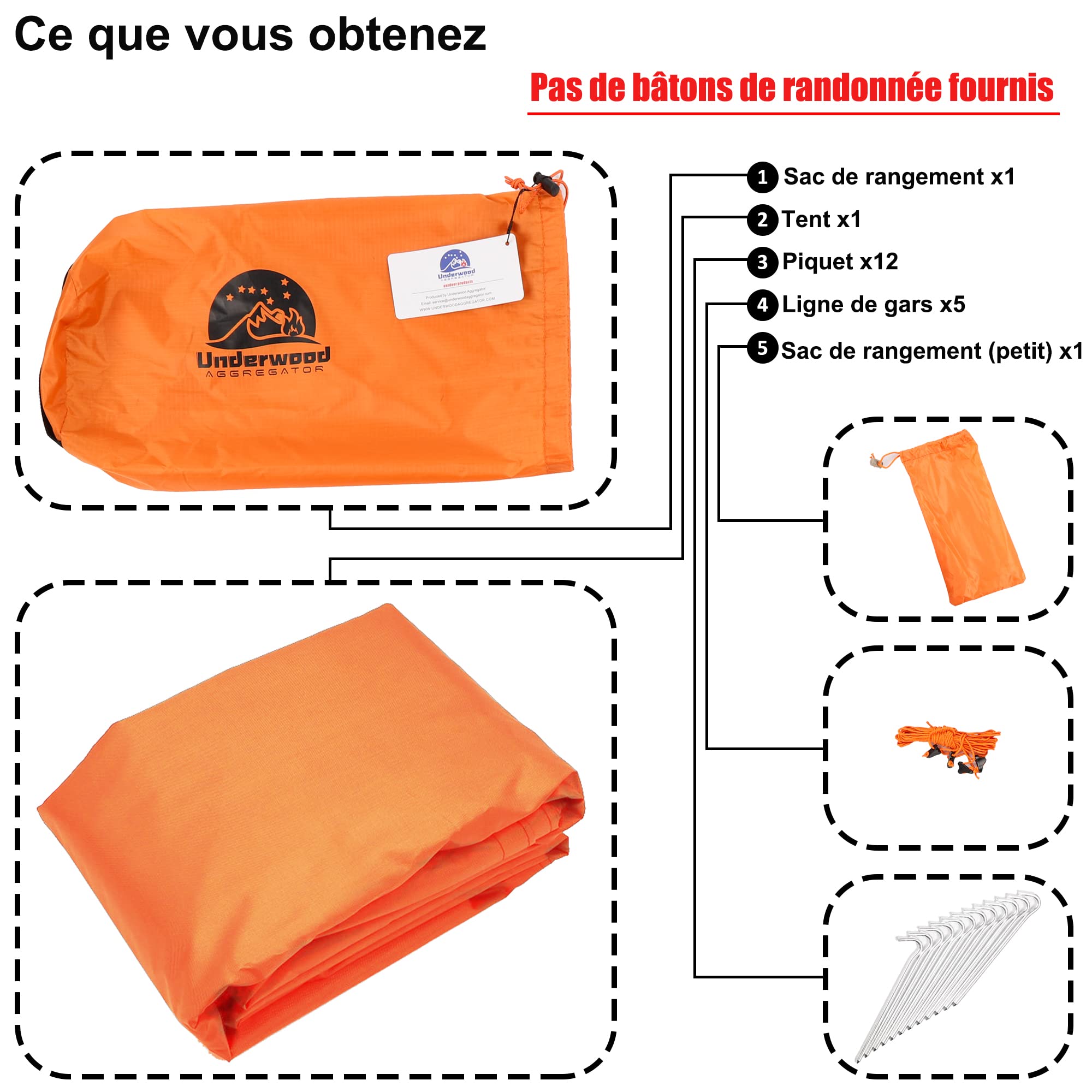 Tente de Camping Ultralégère pour 1 Personne - Tente de Trekking Imperméable et Compacte pour Vélo et Moto (Pas de Bâtons de Randonnée)