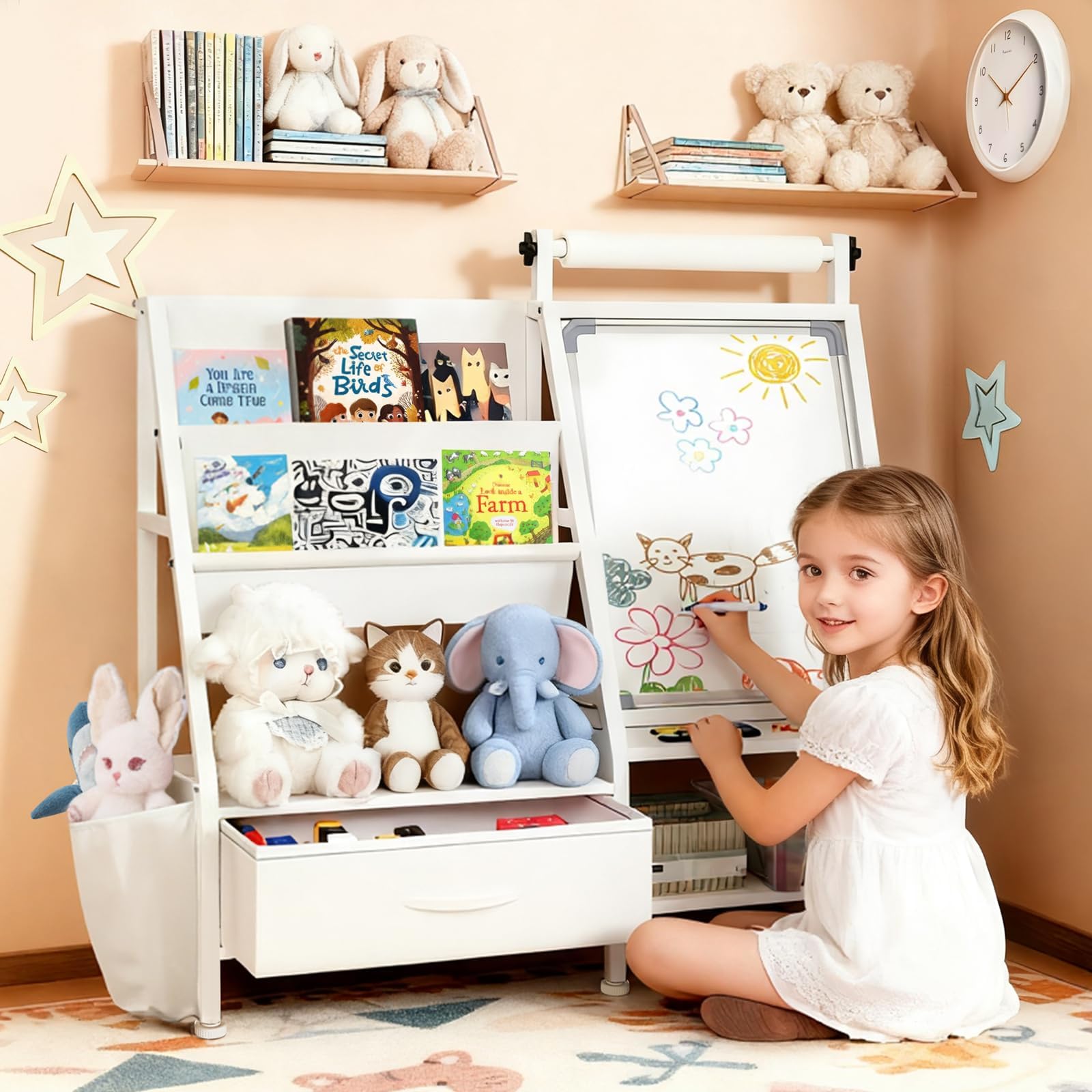 Amazon.com: Faesun 4-in-1 Art Easel for Toddlers with Bookshelf