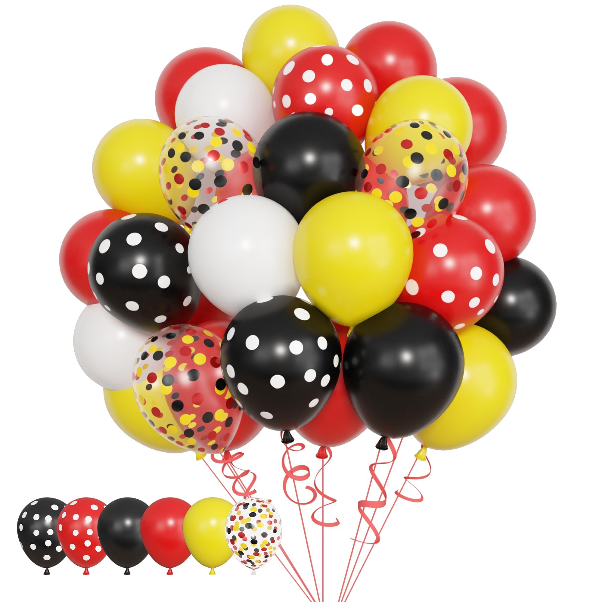 Balloon Garland Red Yellow Black Bow Kit, Balloon Garland Red Yellow Black White Dot Latex Confetti Balloons Balloon Arch for Birthday Themes Party Decoration Black Red