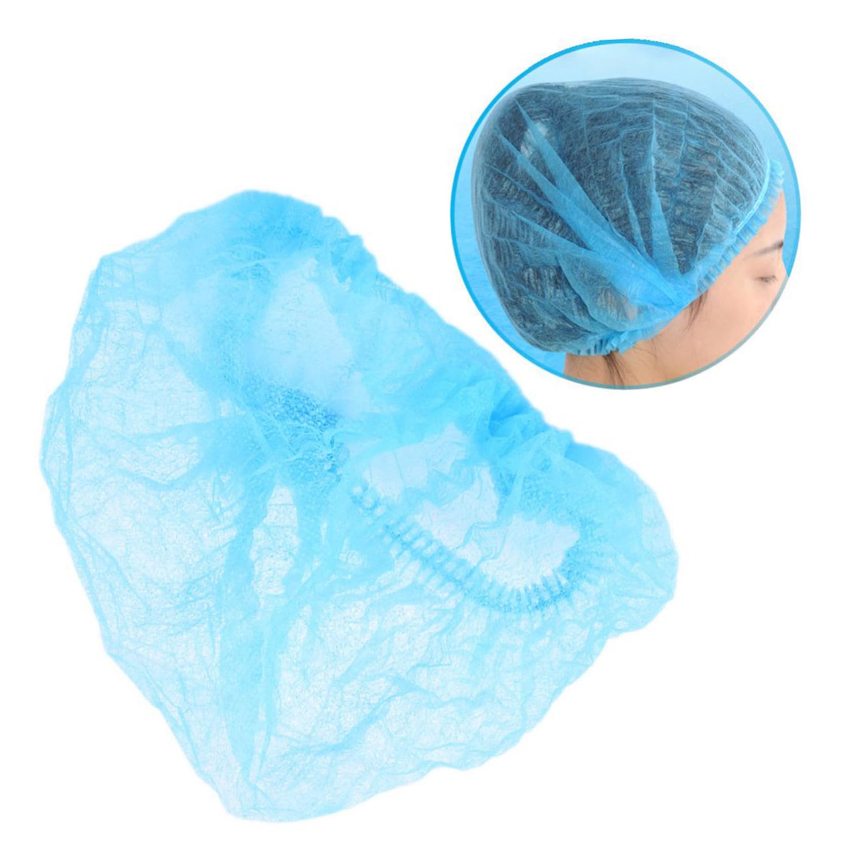 Cabilock 20 pezzi Cuffie usa e getta Non Tessute Blu Elastiche e Traspiranti per Uso Igienico Protezione da Polvere e Capelli per Trucco Cucina e Contesti Ospedalieri