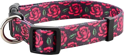 Miniatura 6 de Native Pup Colección de collares para perras, bonitos patrones femeninos rosados para cachorros, corazones, rosas, flores, camuflaje, lunares,