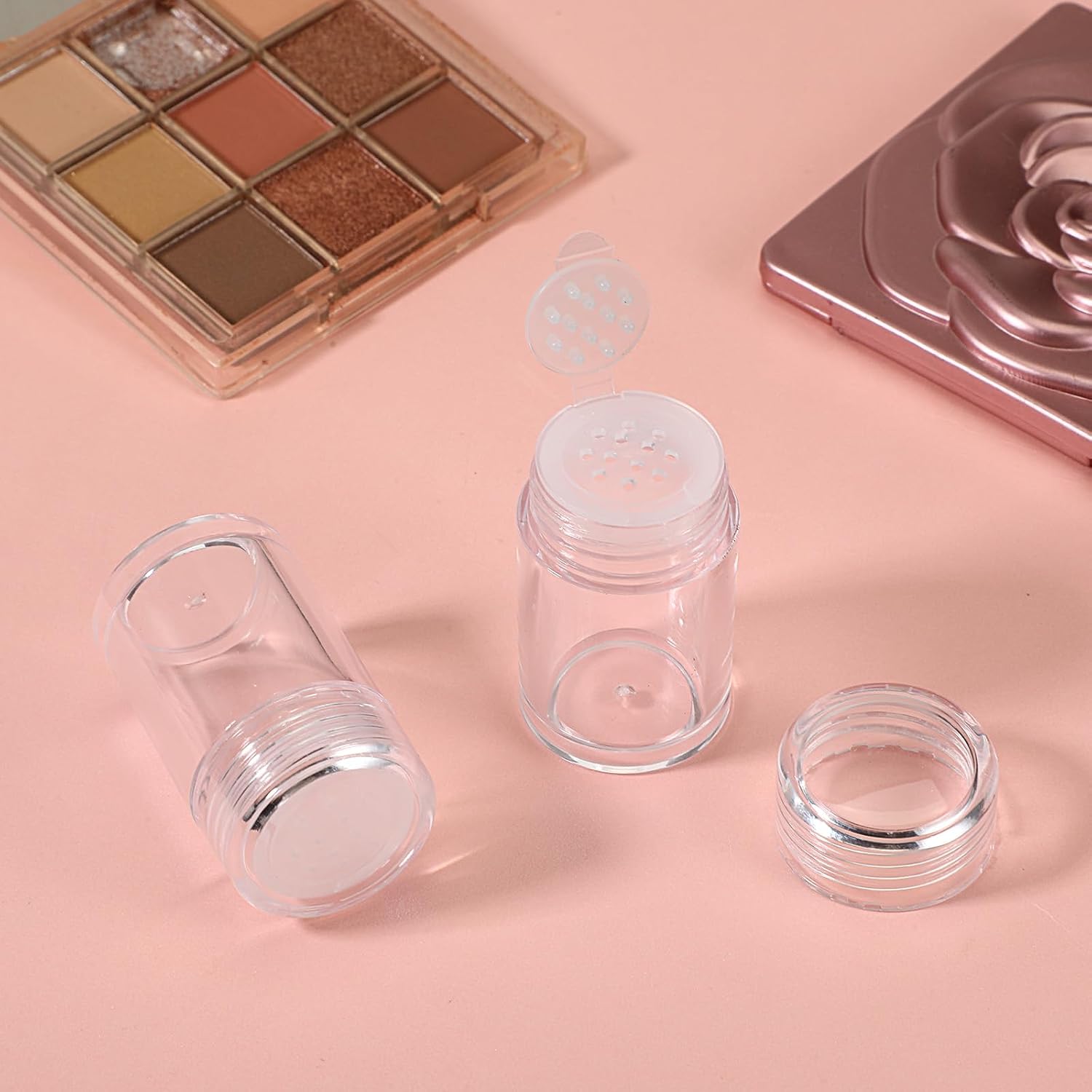 6 Pcs Plastic Loose Powder Bottle Clear Mini Loose Powder Jars