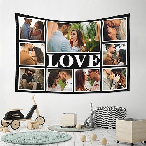 Miniatura 4 de Tapiz personalizado de pared de tu diseño, foto colgante de pared, decoración artística para boda, familia, festival, regalos de cumpleaños