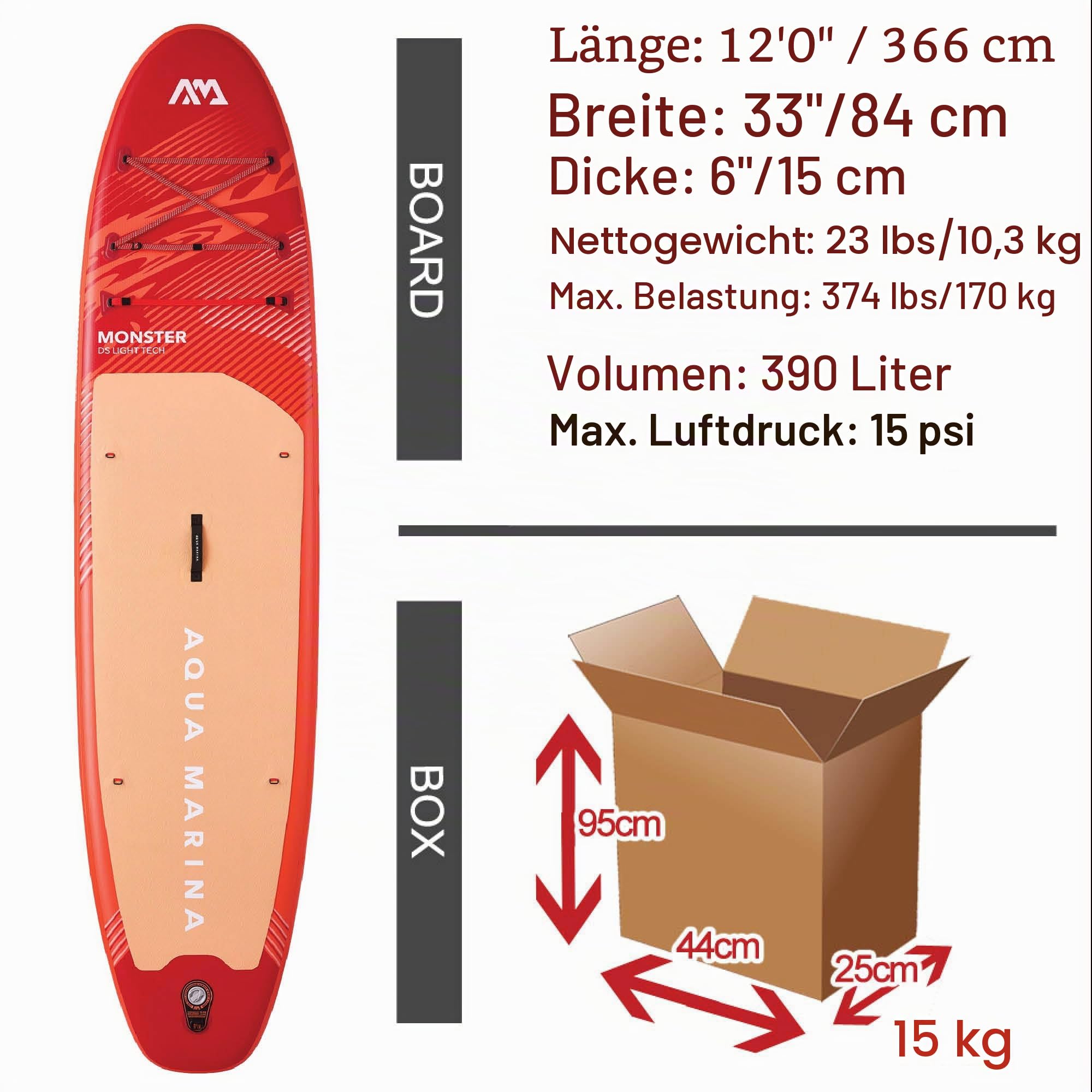 Aqua Marina rundum aufblasbares Stand-Up-Paddleboard-Paket