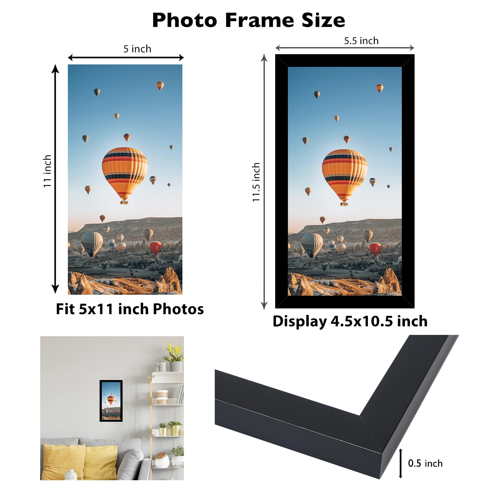 Amazon.com - JCJMY 5x11 Picture Frame Black for Wall Hanging or