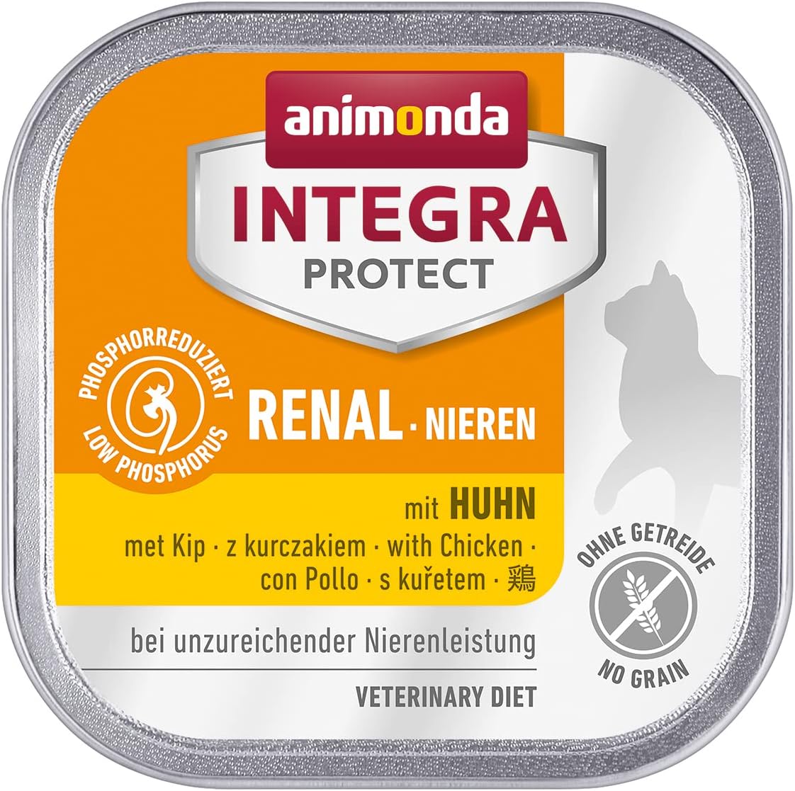 animonda Integra Protect Nieren (Renal) cat, wet food for chronic renal insufficiency, with chicken, 16 x 100g
