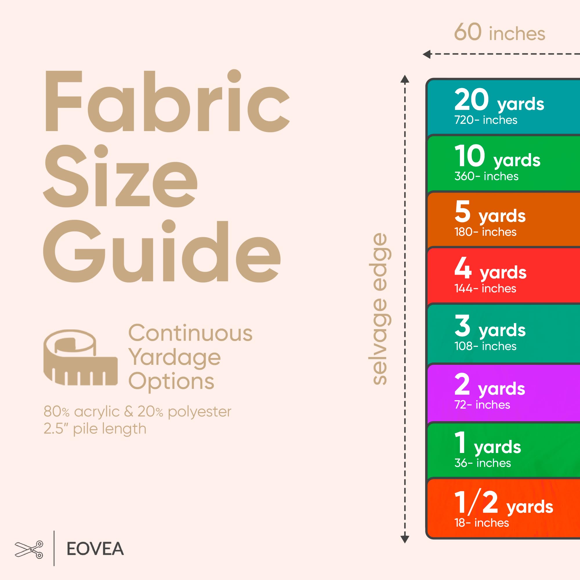 EOVEA Shaggy Faux Fur Fabric by The Yard – 60” Wide | Fluffy, Soft Fake Fur Material for Sewing, Crafts, Costumes, Upholstery & Home Decor | Long Pile Plush Fabric(One Yard, Beige): Chocolate 20 Yards