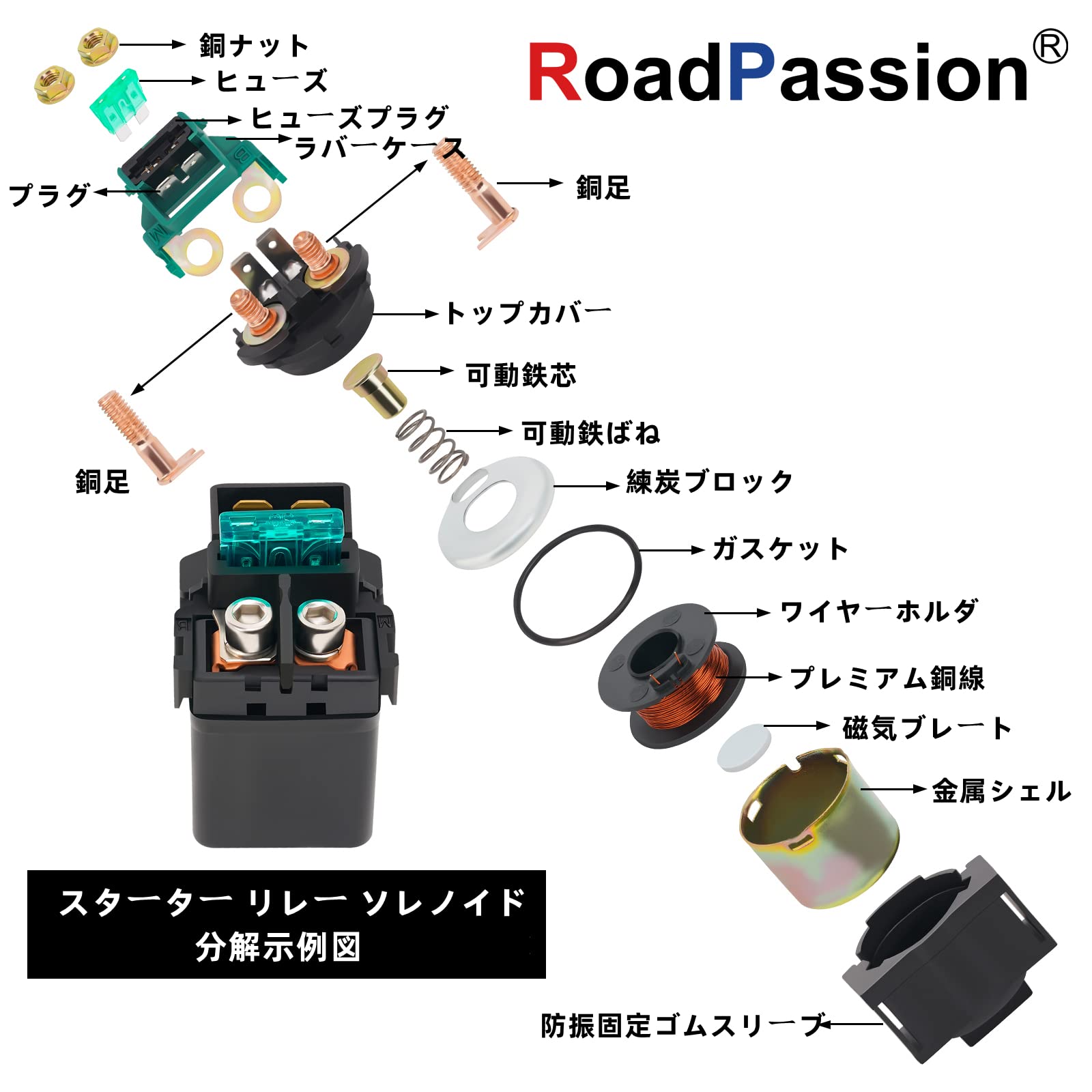 Amazon.co.jp: Road Passion バイク オートバイ用 スターター リレー