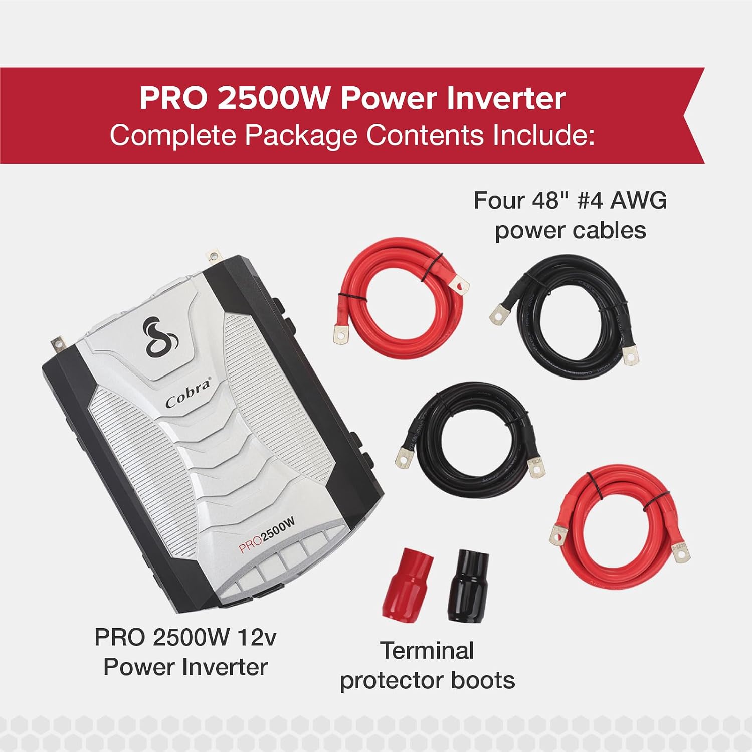 Cobra PRO 2500W Professional Grade Power Inverter, Portable – 2500-Watt Car Charger, 4 Grounded AC Outlets, 2 Fast Charge USB Ports and Remote Controller (CPIALCDG1) Compatible