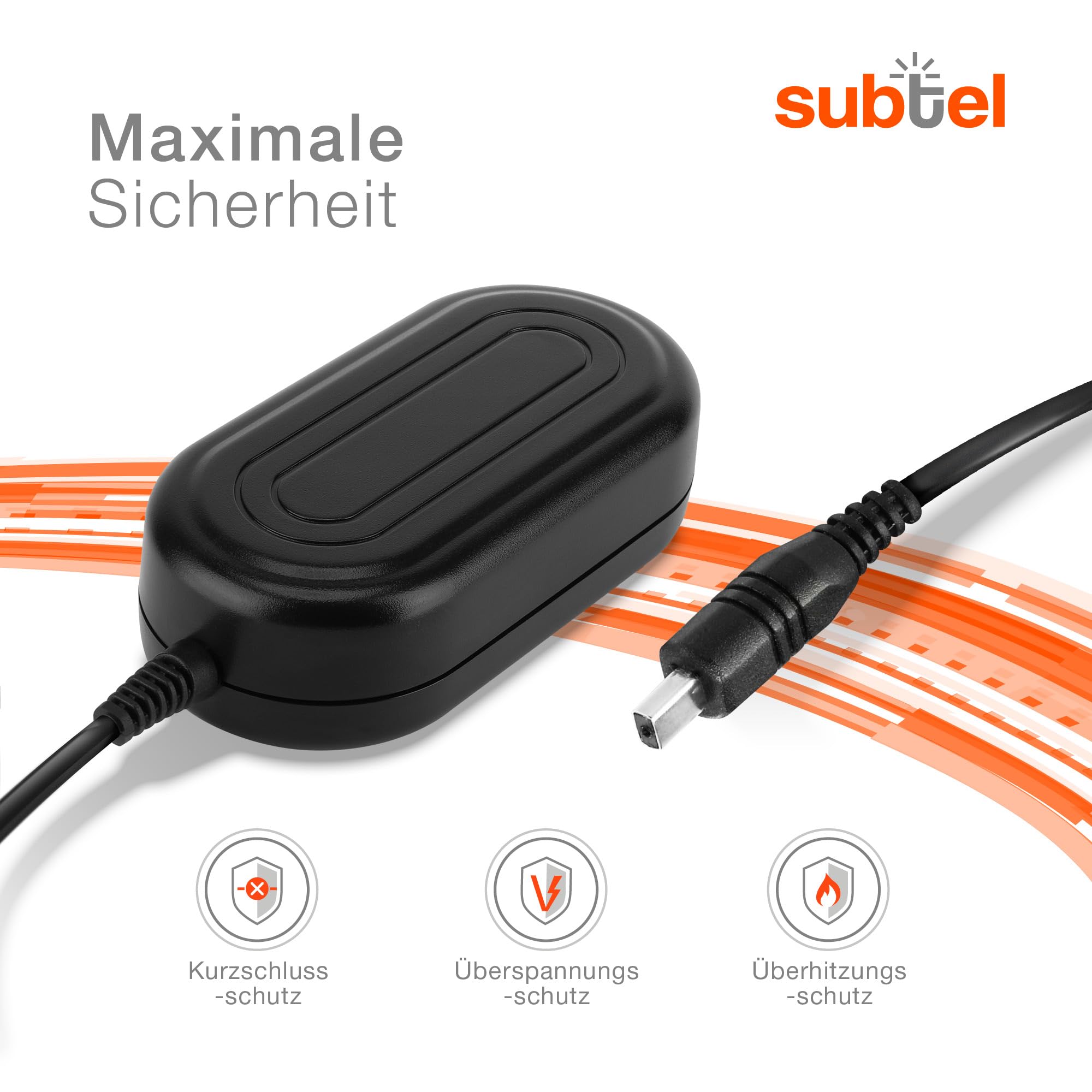 subtel® Netzteil AA-E6A AA-E7 AA-E8 AA-E9 für Samsung VP-MX20 -MX10 SMX-F30 -F34 VP-D371 -D361 -D351 -D20 -D101 Kamera, Camcorder 3m Netzadapter Stromkabel Ladegerät Ladekabel Ladestecker Lader