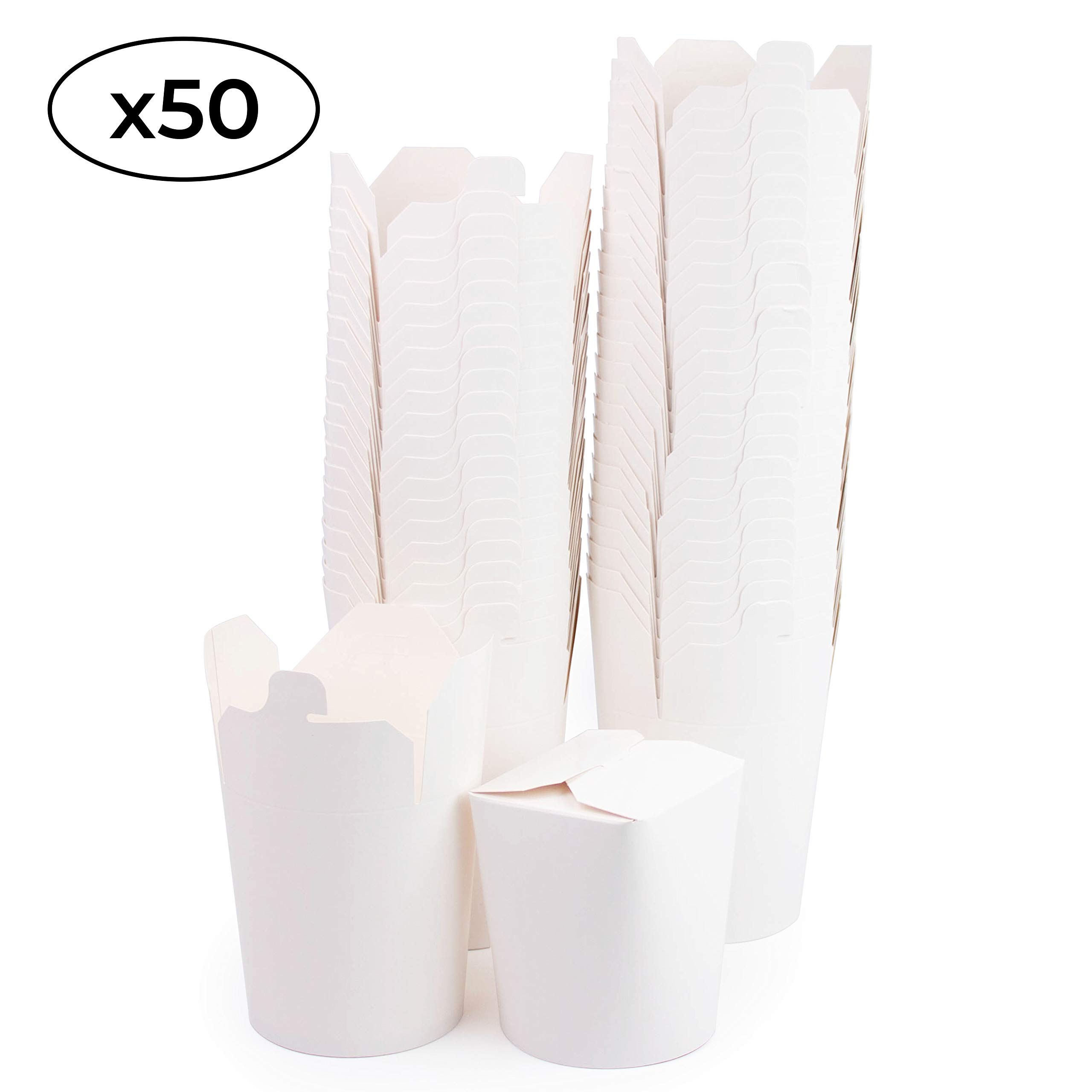 Extiff - Packung mit 50 Kartons in weißem Karton, Nudelbox für Nudeln, Pasta, Fertiggerichte, asiatische und orientalische Gerichte, Takeaway-Verkauf (480 ML)