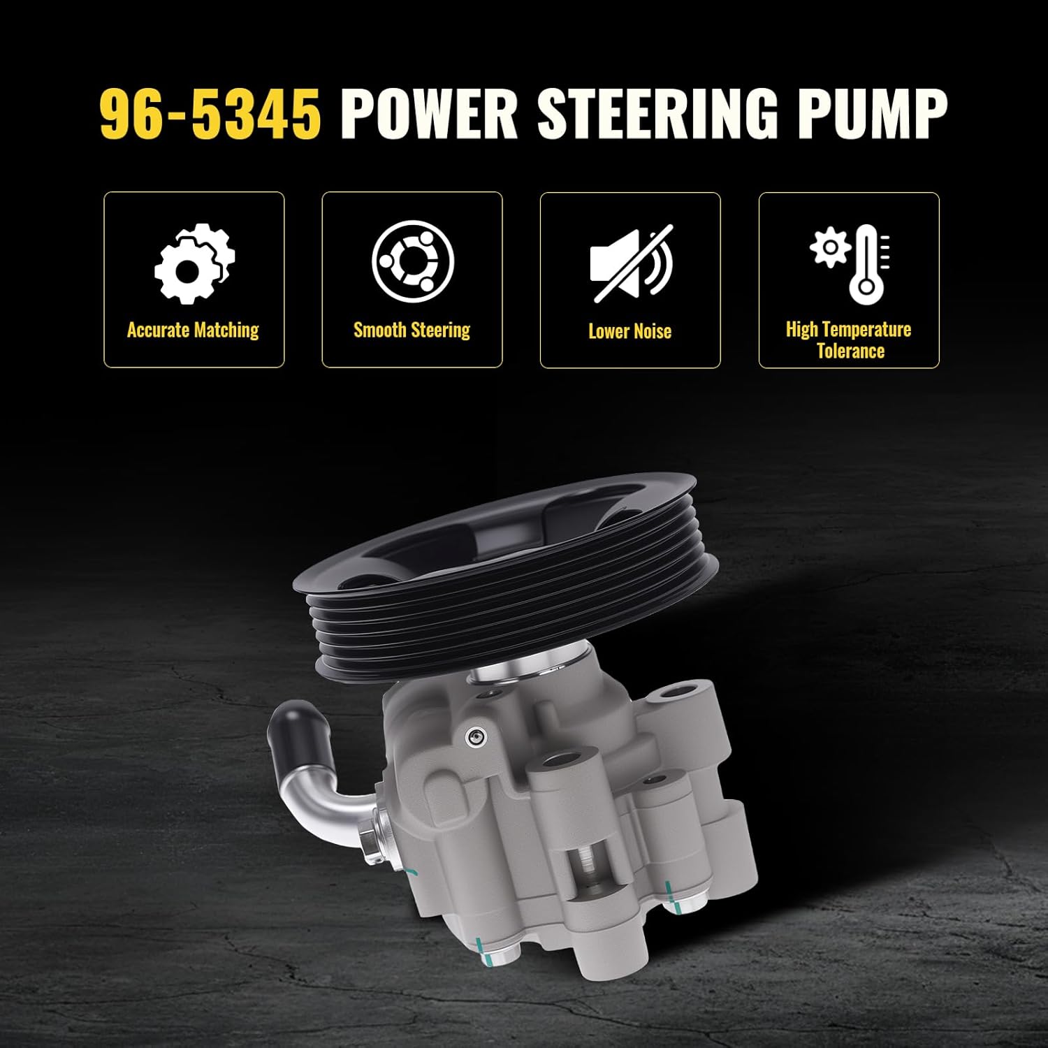 TUCAREST Power Steering Pump 96-5345 (For 1.8L 1794cc w/1ZZ-FE Eng.) Fit For 2003-2008 To-yota Corolla, Matrix /2003-2008 Po-ntiac Vibe [OE# 21-5345 PSP1075 88970127 4431002101 990-0639 55-5588]