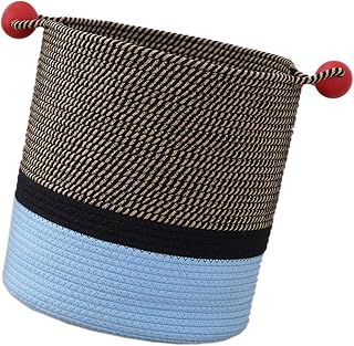 Watreketal Cesta organizadora de juguetes de algodón resistente con asa, diseños para sala de estar, color verde y azul
