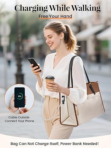 Miniatura 6 de MATEIN Bolsa de mano para laptop con compartimento aislado para el almuerzo para mujer, maletín de trabajo 2 en 1 de piel sintética con embrague