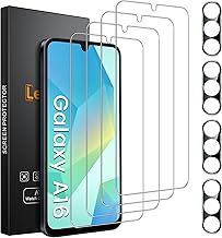 4 Pack for Samsung Galaxy A16 5G Screen Protector with 4 Pack Camera Lens Protector, 9H Hardness Tempered Glass Screen Protector Anti-Fingerprint Case Friendly
