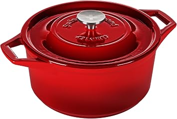 Swiss Diamond Enameled Cast Round Casserole 5 quart Rubis Rouge, Rubis Rouge, 9.75"