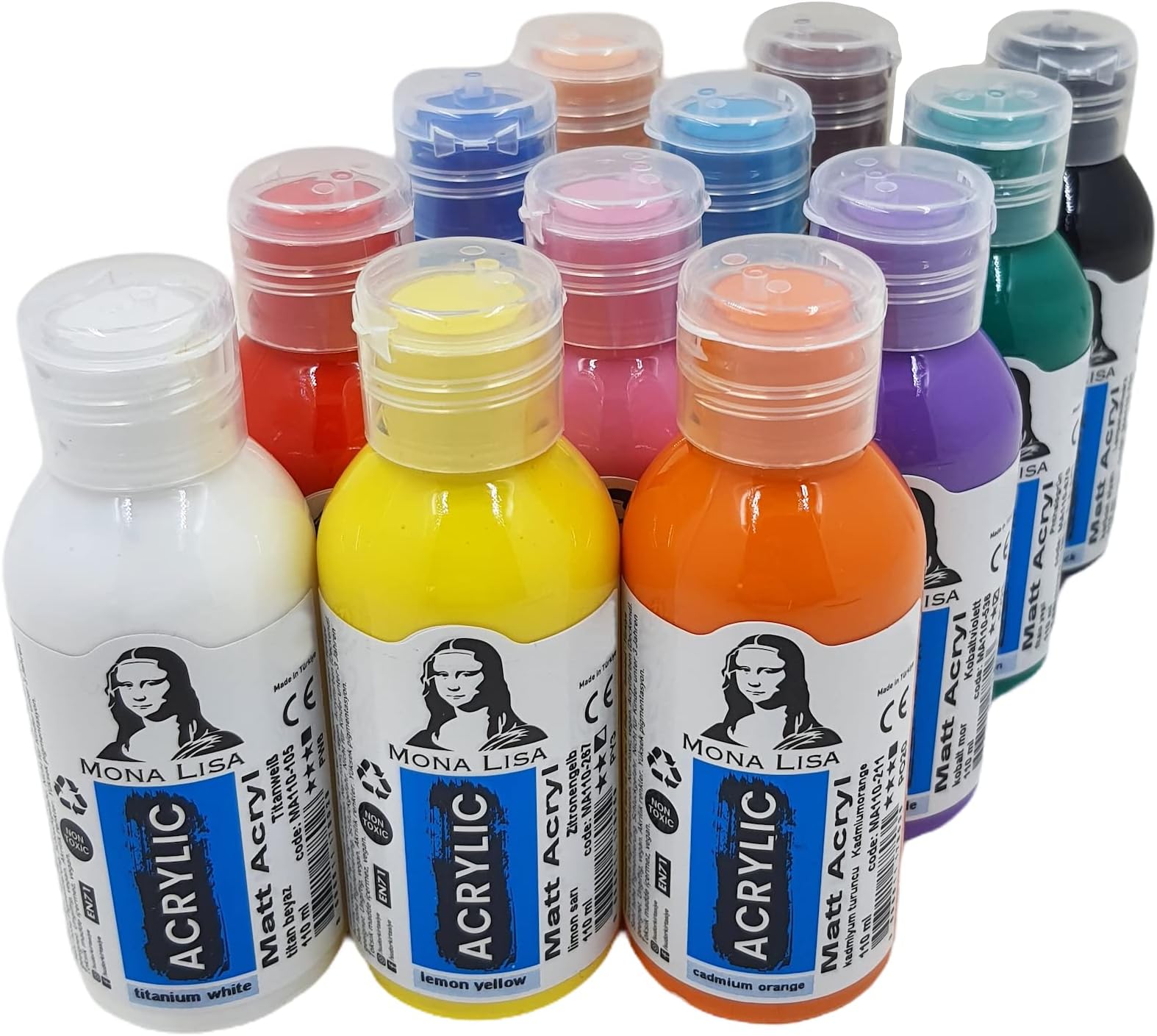 Mont Marte Lot De 24 Peintures Acryliques De 36 Ml, Parfaites Pour Toile, Bois, Tissu, Cuir