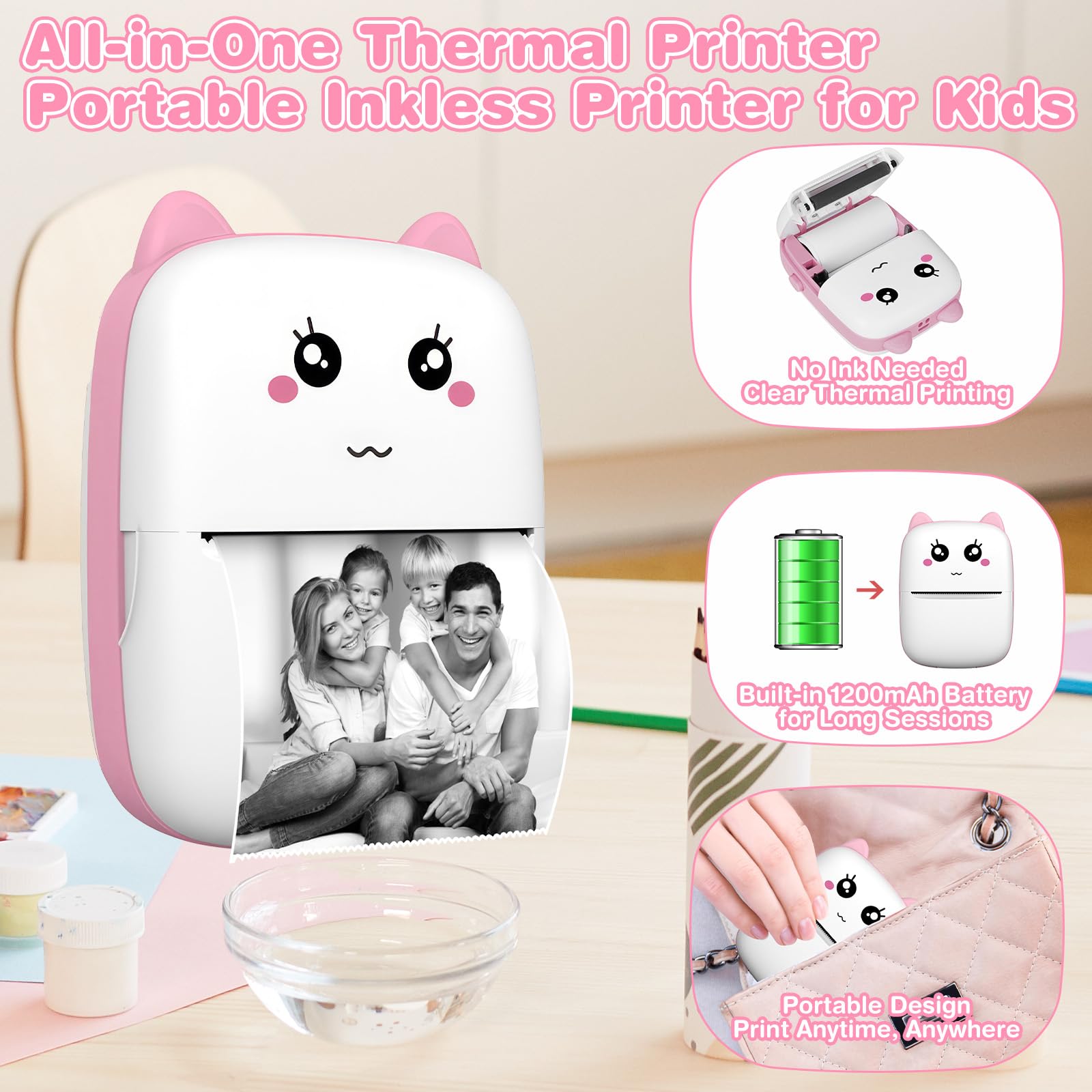 Mini Stampante Bluetooth Stampante Termica Portatile 58mm - Bluetooth E USB, Per Ricevute, Compatibile Con Android/iOS/Windows Stampante Ricevute 58mm Portatile Bluetooth Usb - Foto 7