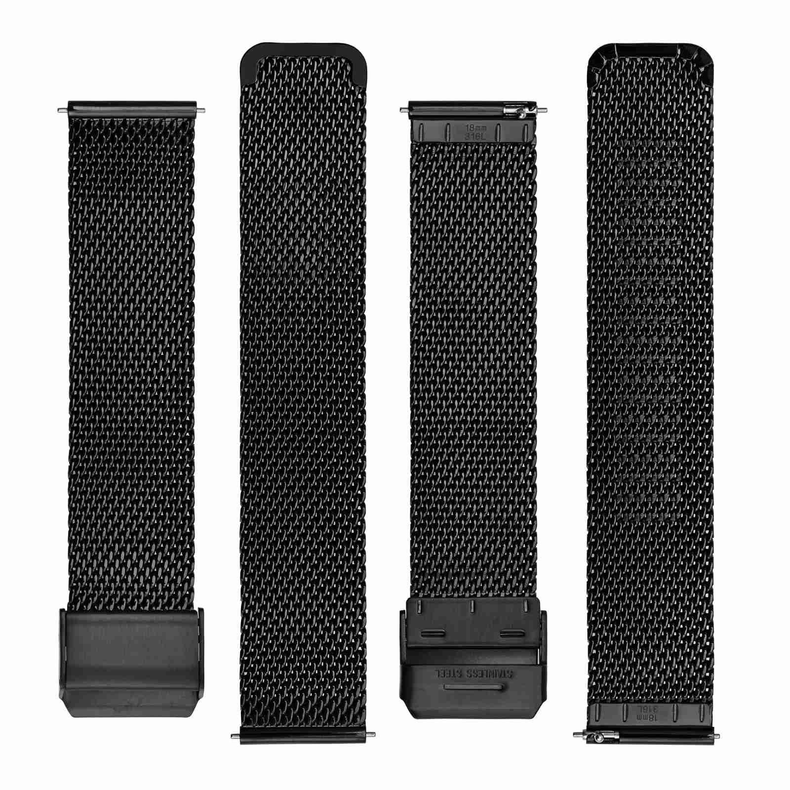 BISONSTRAP Metalowa bransoleta siatkowa do zegarka, dla kobiet i mężczyzn, pasek pleciony ze stali nierdzewnej 316L, szerokość 14 mm, 16 mm, 18 mm, 20 mm, 22 mm
