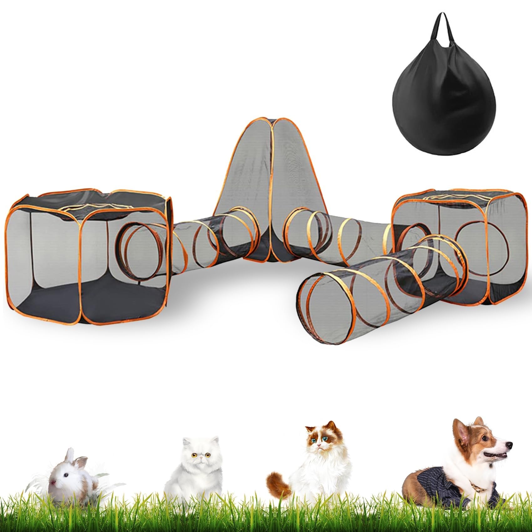 Corralito plegable 6 en 1 para gatos y animales pequeños, espacio de juego portátil para hurones, cachorros y conejos