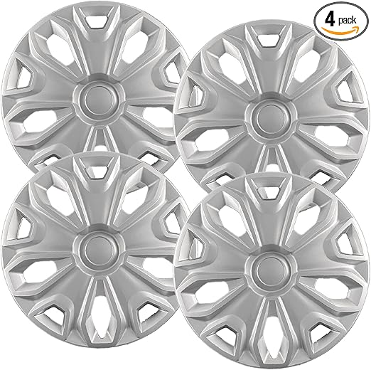 Premium Quality 16 inch Silver Hubcaps fits 2015 2016 2017 2018 2019 2020 2021 2022 2023 Ford Transit Van, Heavy Duty Solid Clip Construction (Set of 4) (7068AMS-4)