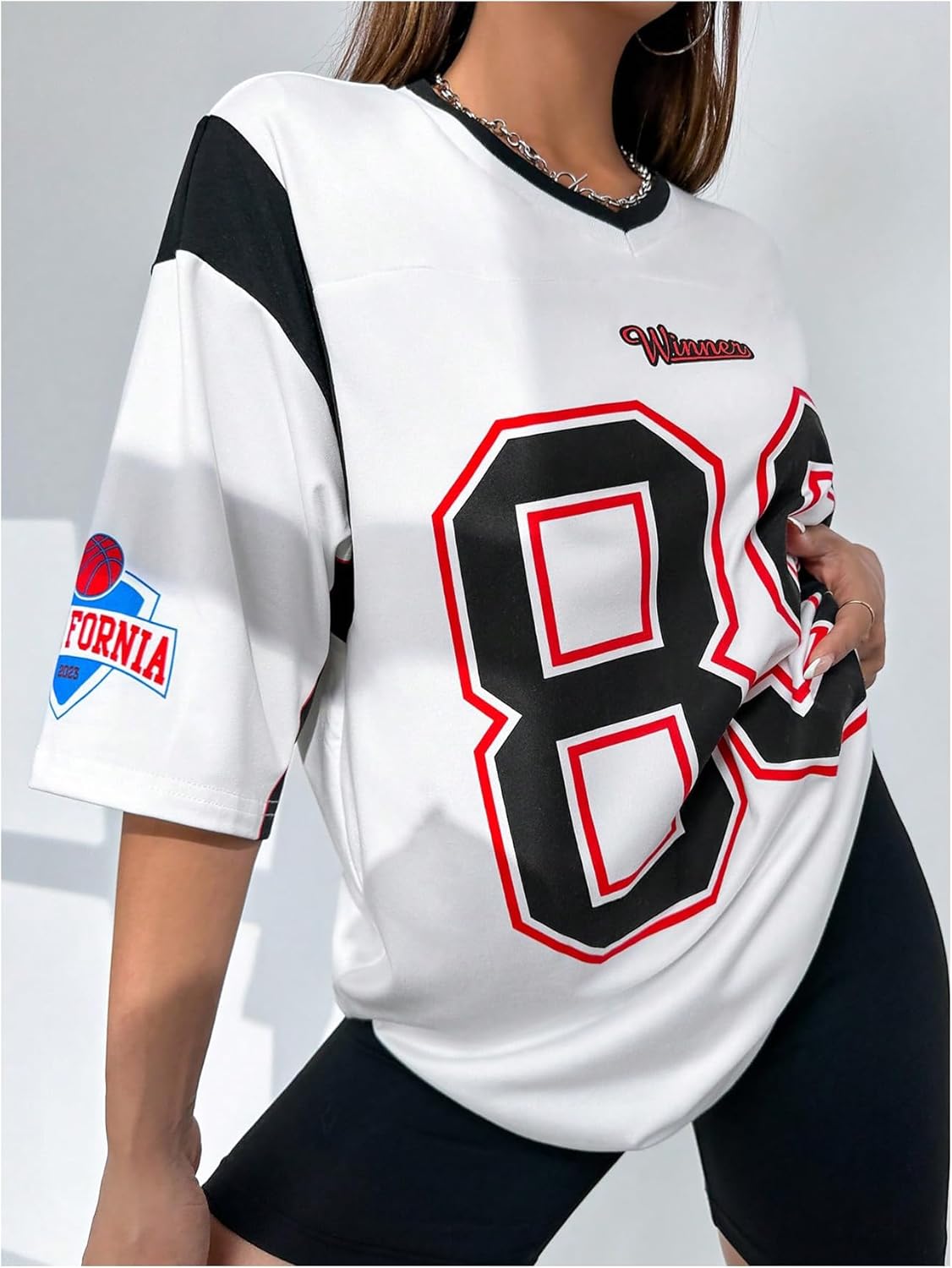 SOLY HUX Women's Y2k Jersey Shirt Number Graphic Tees V Neck Half Sleeve Soccer Tops Streetwear - Image 3