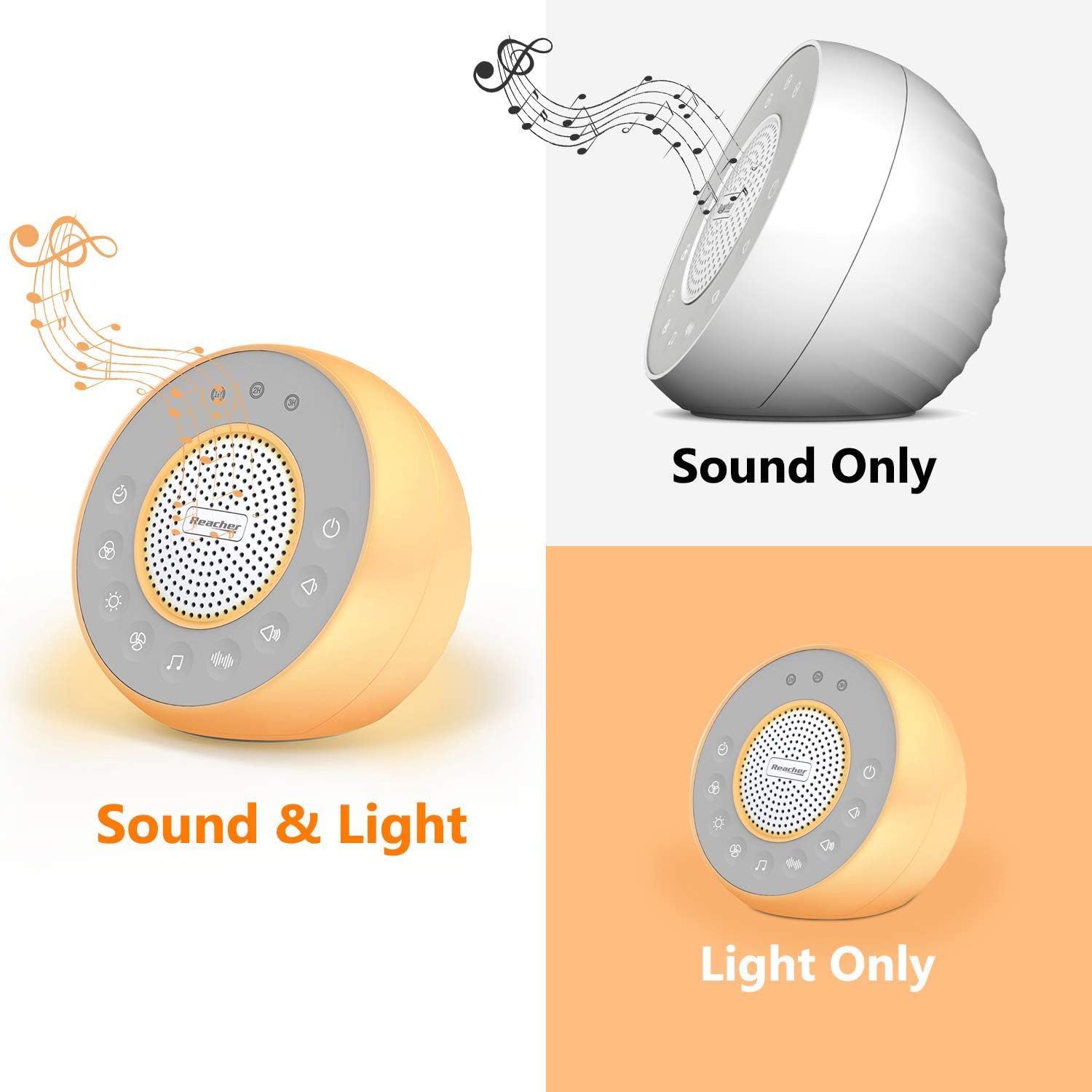 REACHER R2 White Noise Machine and Night Light with 31 Soothing Sounds, 0-100 Dimmable Color Changing Light, Sleep Timer for Sleeping, Feeding, for Baby, Kids, Adult,Bedside Table : Health & Household