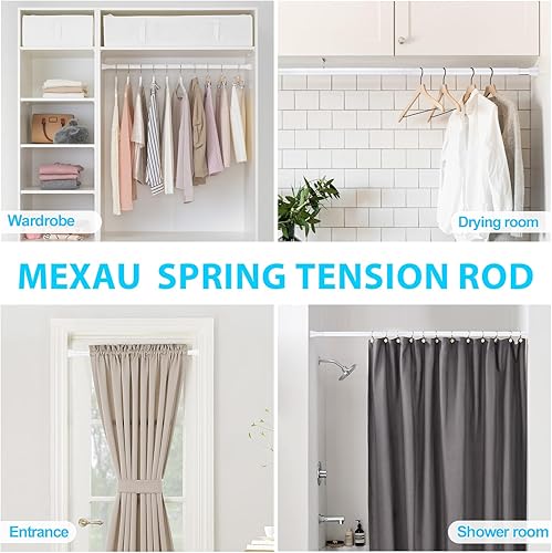 Miniatura 7 de Paquete de 2 barras de cortina de tensión blancas para ventanas de 28 a 48 pulgadas, barra de cortina ajustable expandible con resorte de presión,