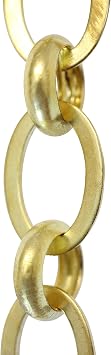 RCH Hardware Decorative Acid Dipped Solid Brass Chain for Hanging, Lighting - Ovals with Circular Connecting Rings and Unwelded Links 1 Foot