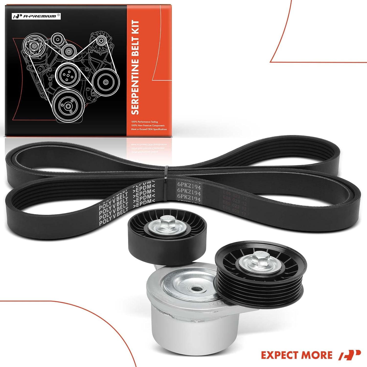 A-Premium Engine Serpentine Belt Drive Kit with Tensioner Compatible with Jeep WK Series Grand Cherokee 2007 3.7L 4.7L, XK Series Commander 2007 3.7L 4.7L